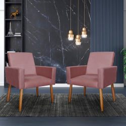 Kit 2 Poltrona Suede Rosê Nina Decorativa Pés Palito Cadeira para Sala Recepção - GuieGu é boa?