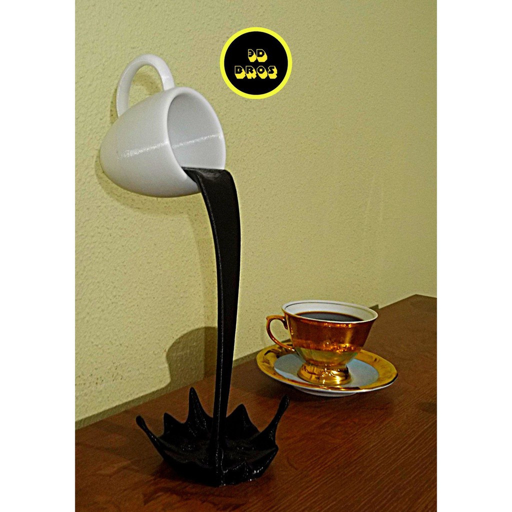 Escultura 30cm Cascata de Café Bebida Derramada Splash Decorativo