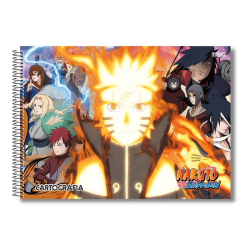 Caderno Cartografia e Desenho Espiral Capa Dura Naruto 60 folhas