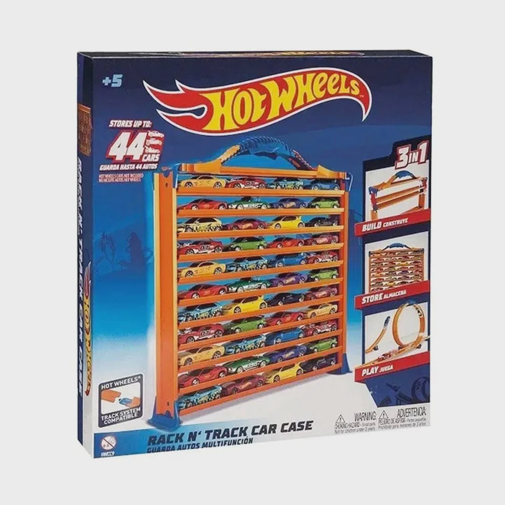 Pista Hot Wheels E Porta Carrinho 3 Em 1 Guarda Até 44 Carro