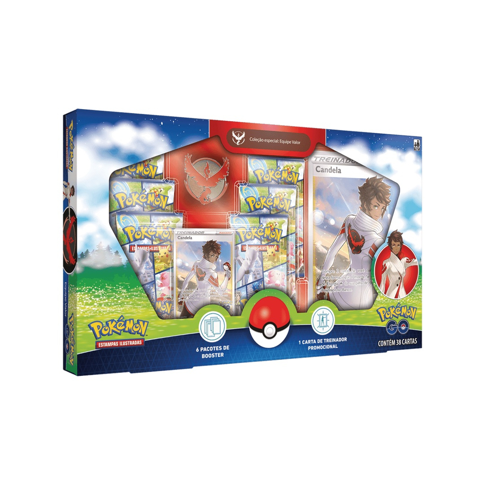 Caixa Box Cards Pokémon GO Equipe Valor Com 38 Cartas Copag