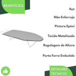 Tábua De Passar Roupa Portatil De Ferro Aço Branco