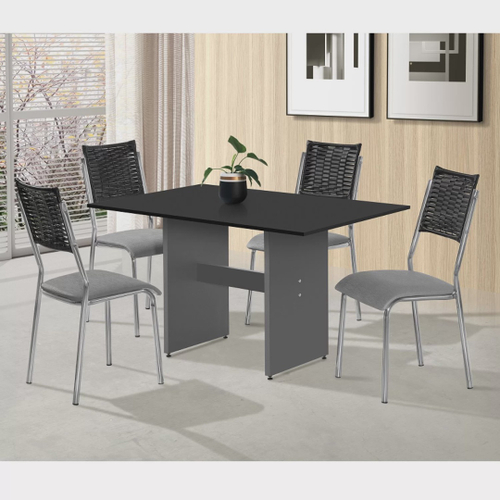 Conjunto de Mesa Mirela Branco Cromado 4 Cadeiras - Criativa