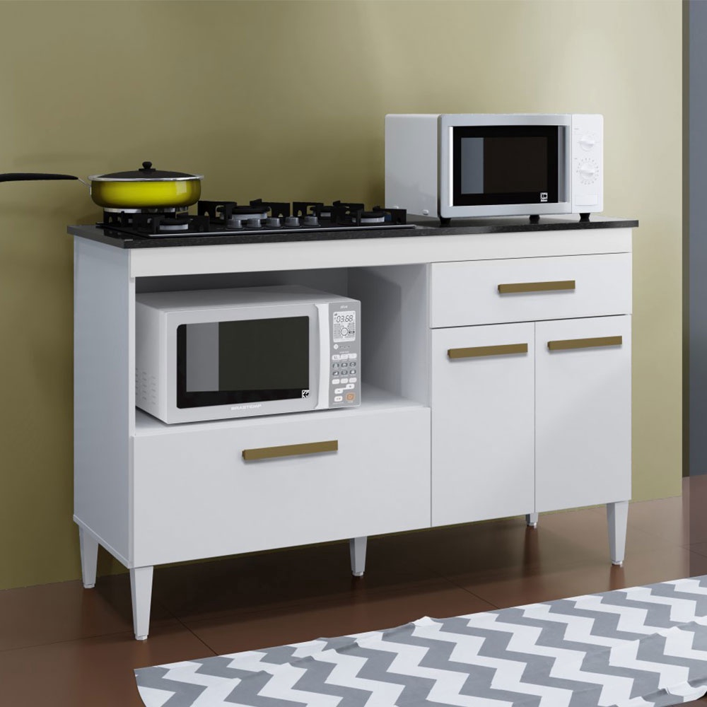 Balcão Multiuso para CookTop 5 Bocas com 03 Portas 01 Gaveta e 01 Nicho
