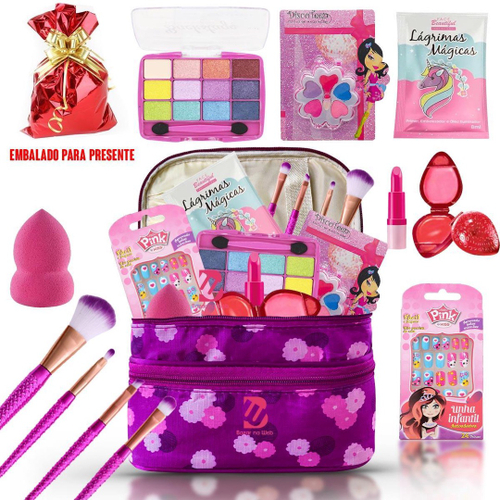 30 pçs maquiagem infantil para menina real lavável lavável conjunto  maquiagem para crianças brinquedo, conjunto maquiagem para meninas real  maquiagem conjunto beleza para 3-12 anos : : Beleza