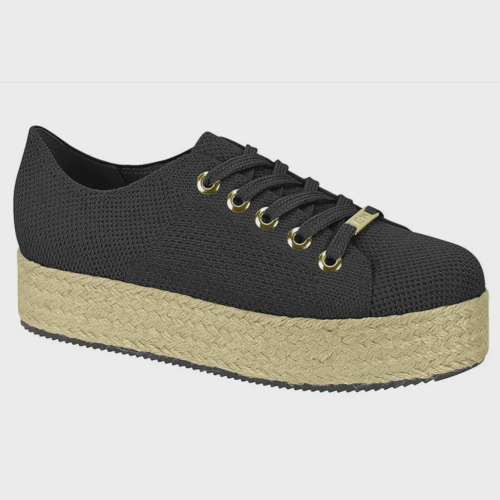 T nis Casual Feminino Flatform Corda Preto Vizzano 1326.205 em