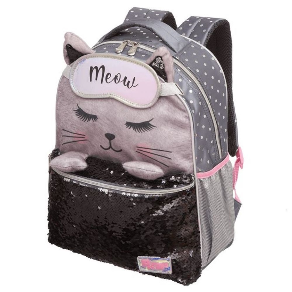 Mochila de Costas Gatinho Pack Me Escolar Infantil Meninas em