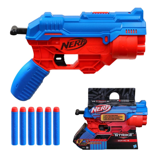 Lançador de Dardos Nerf Alpha Strike Boa Rc-6 Tambor Giratório