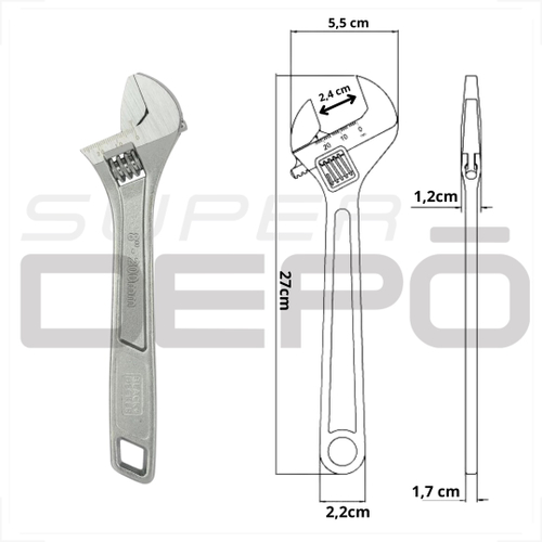 Chave Inglesa Ajustável 8 Polegadas Abertura Até 24mm em Promoção na  Americanas