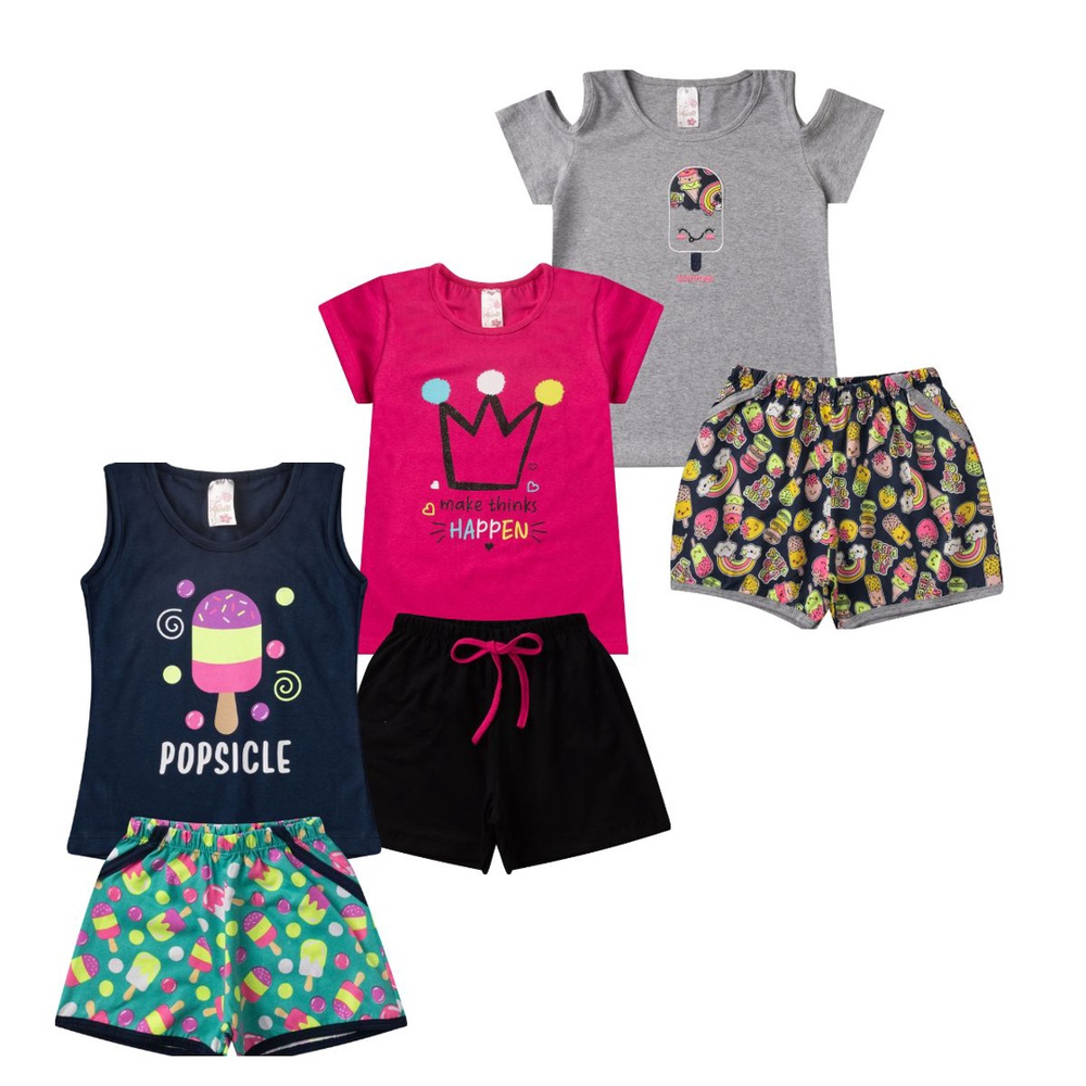 Kit Lote Conjunto Roupa Infantil Menina Feminino Atacado No Shoptime