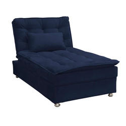Chaise Penélope Veludo Azul Menor preço em Chaise Penélope Veludo Azul