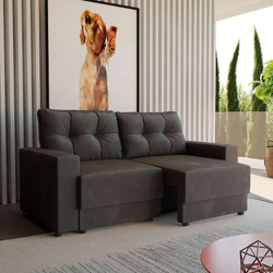 Sofá 3 Lugares Retrátil Lubeck Suede Grafite 180 cm Menor preço em Sofá 3 Lugares Retrátil Lubeck Suede Grafite 180 cm
