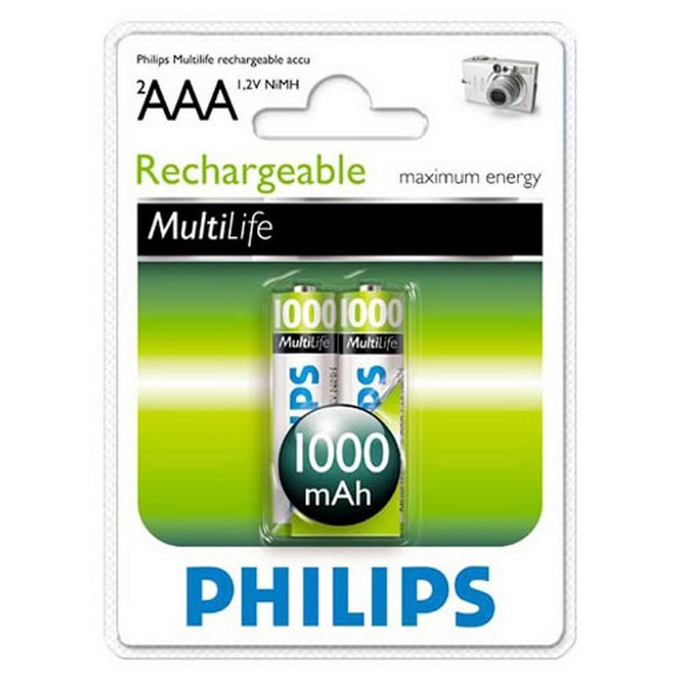 Pilha recarreg vel multilife aaa palito philips 2 unidades no shoptime