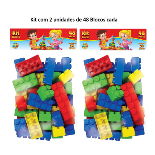 Blocos De Montar Infantil Brinquedo Educativo 96 Peças - Casa Mix