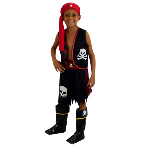 Fantasia Pirata Infantil Menino com Bandana 2 a 8 Anos Cosplay