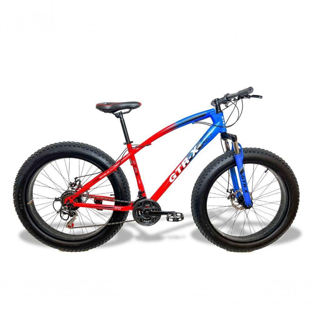 Bicicleta Fat Bike Gtr-x Aro 26 Shimano - Vermelha/Azul No Shoptime