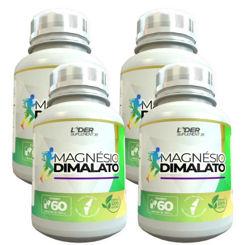 Magnésio Dimalato - 60 Cápsulas De 500Mg Kit Com 4 Potes Em Promoção Na ...