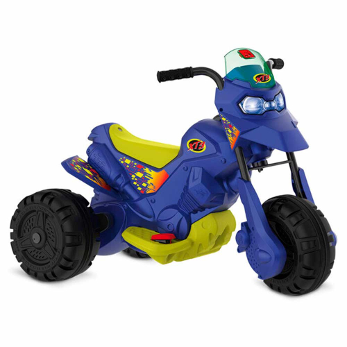 Moto Eletrica Infantil Belfix Big Trail Sport 6V Azul Rodinhas