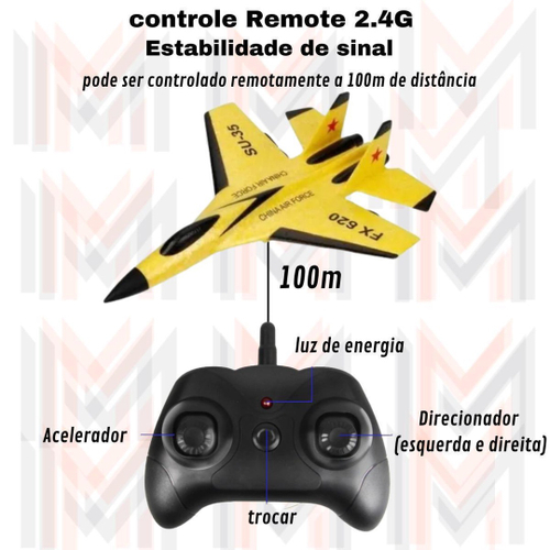 Avião De Controle Remoto The Minator Su 35 Planador Vermelho em