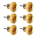 Kit 6 Puxador De Madeira Marfim Com Dourado Para Moveis 4Cm