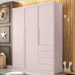 Guarda Roupa 3 Portas e 4 Gavetas Pérola Rosê - Phoenix Baby