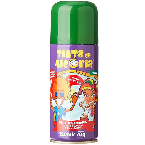 Tinta Temporaria Spray para Cabelos Verde Tinta da Alegria 120ml/70g