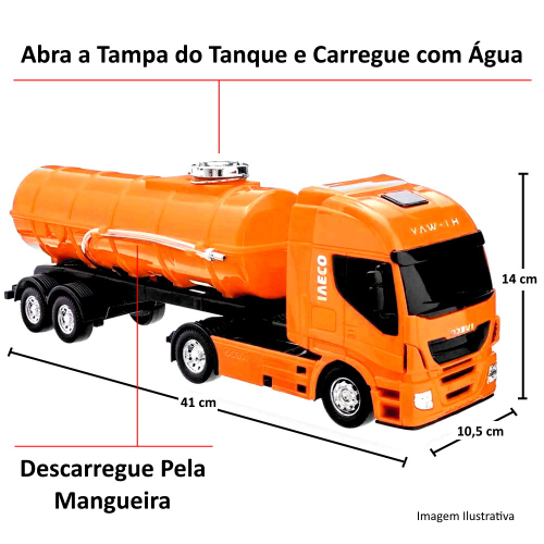 Carreta de Brinquedo Caminhão de Água Articulada Roda Livre de 41cm Iveco