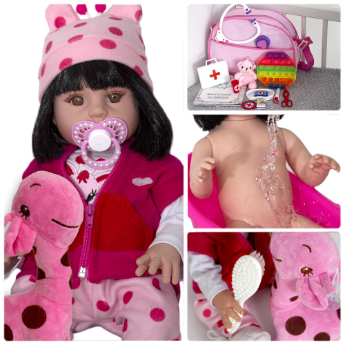 Bebe Reborn Silicone Menina Girafinha Com Carrinho Infantil - USA