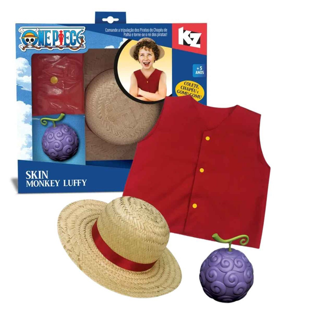 Fantasia Luffy One Piece Infantil - 7 Artes BrinQ Fantasias