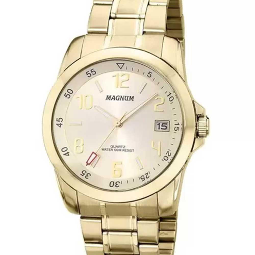 Relógio MAGNUM masculino analógico dourado MA33086H