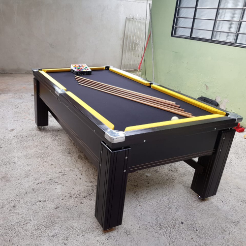 Mesa de Sinuca e Bilhar Gaveta Atrativo Compensando Naval Carlin Bilhares  Superfície em Pedra de Ardósia 20mm 2,25 x 1,30 Preta bl Tecido Amarelo em  Promoção na Americanas