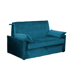 Sofá-Cama Casal 2 Lugares Cristal Veludo com Baú e Almofadas Azul é boa?
