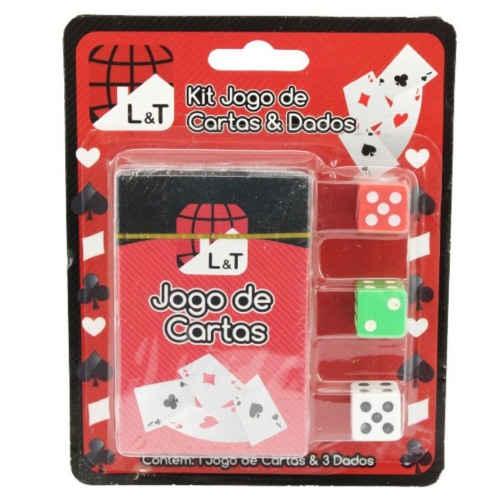 Kit Jogo de Cartas Baralho truco poker Papel + 3 dados - mjs smart imports  - importados e nacionais