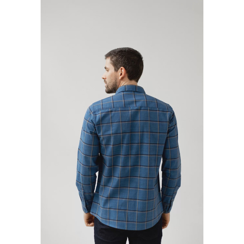 Camisa Slim Fit Xadrez Azul Petróleo