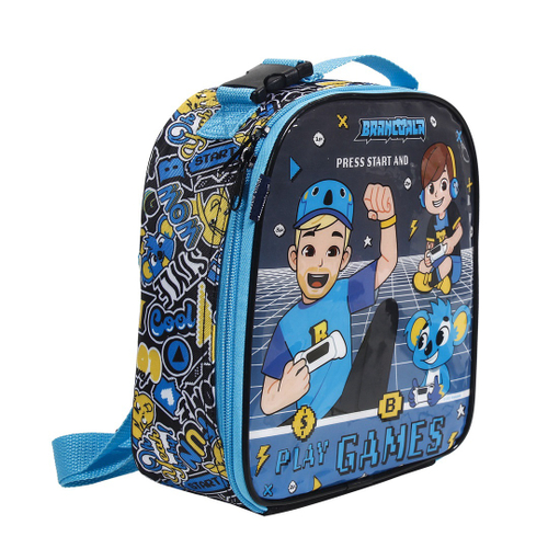 Mochila de Rodas Escolar Brancoala Games com parte térmica - Azul