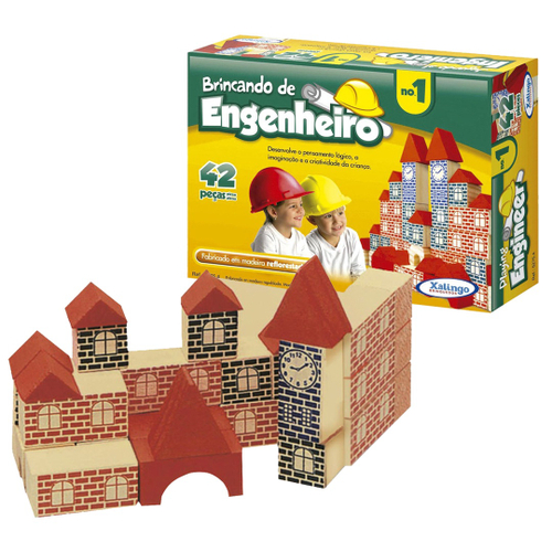 Brincando de Engenheiro c/ 53 peças Jogo de Blocos de Montar em Madeira -  Brinquedo Educativo no Shoptime