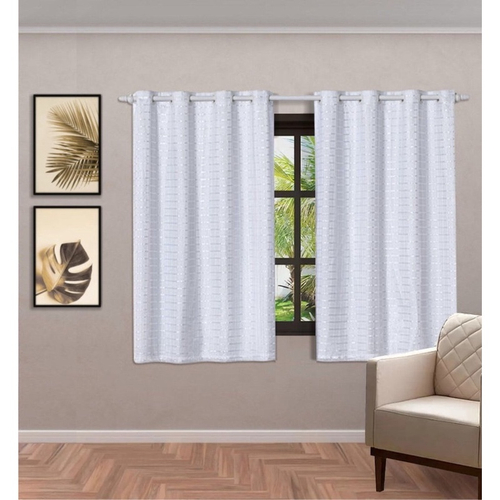 Cortina Blackout Pvc C Tecido Voil Xadrez 2,80 X 1,60 Branco