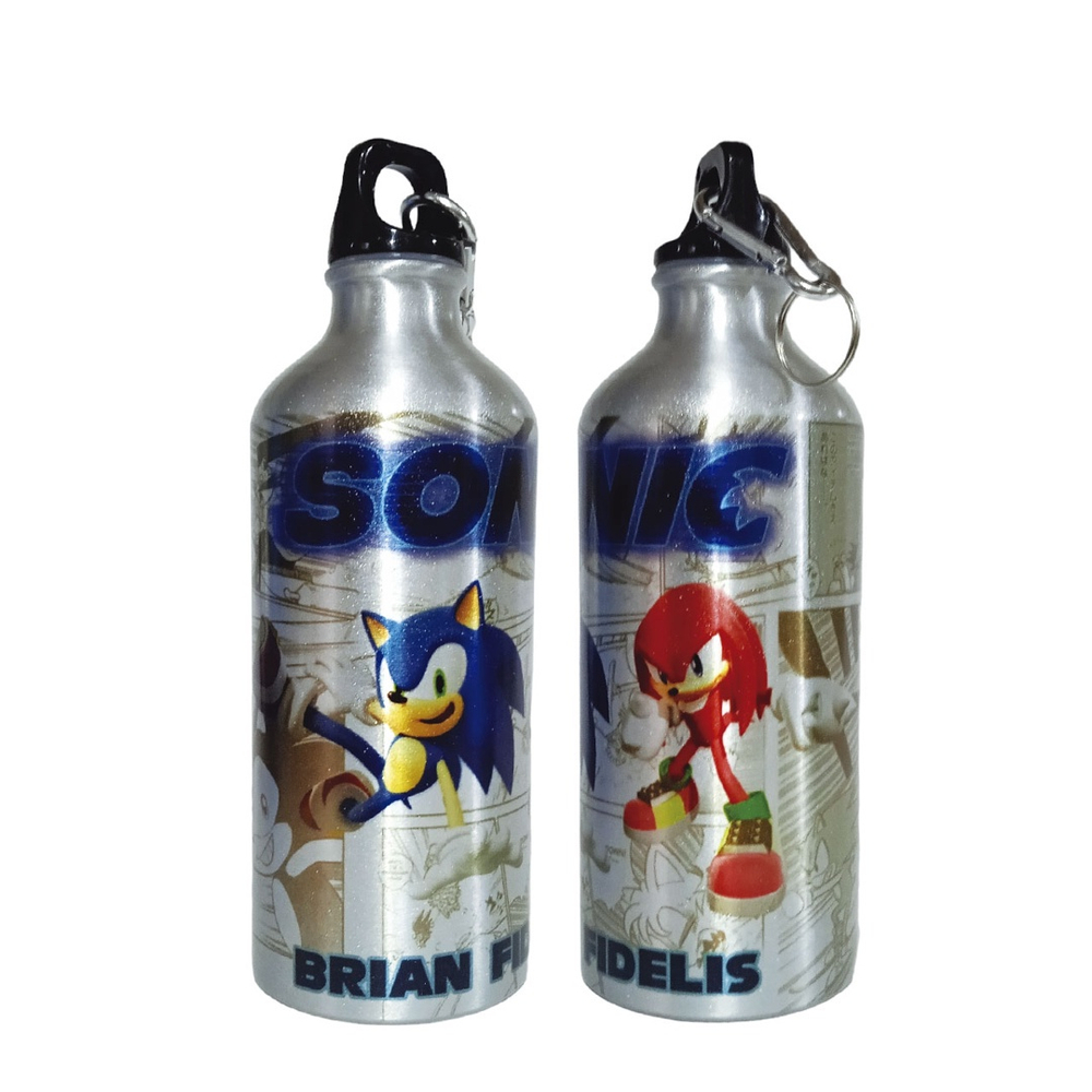 Garrafa Squeeze Gamer Desenho Sonic Escolar com Nome