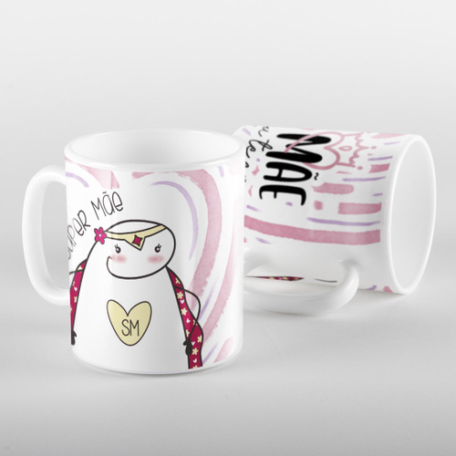 Caneca super mãe meme flork boneco palito