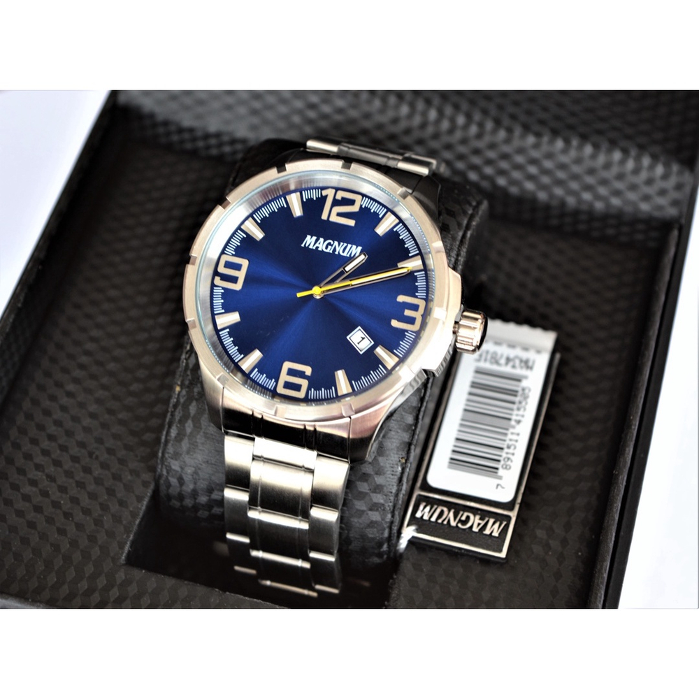 Relógio Magnum Masculino Ma34781l Dourado Azul Aço