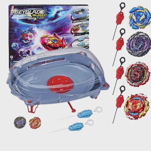 Kit 2 Beyblade Arena Preto Montavel Lançadores Cremalheira