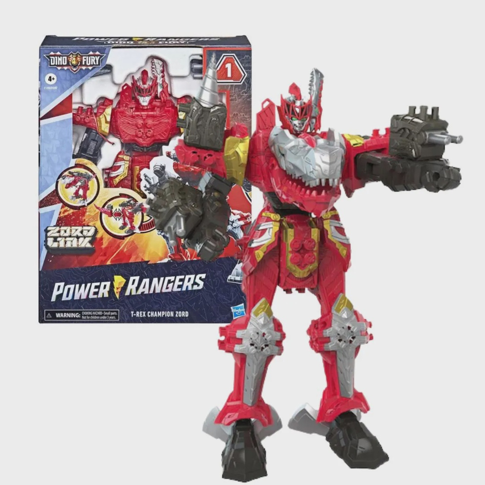 Boneco Power Rangers Dino Fury TRex Champion Zord F1398 Hasbro no Shoptime