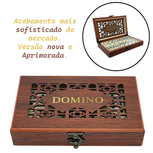 Jogo De Domino Profissional 28 Peças Caixa Luxo De Madeira