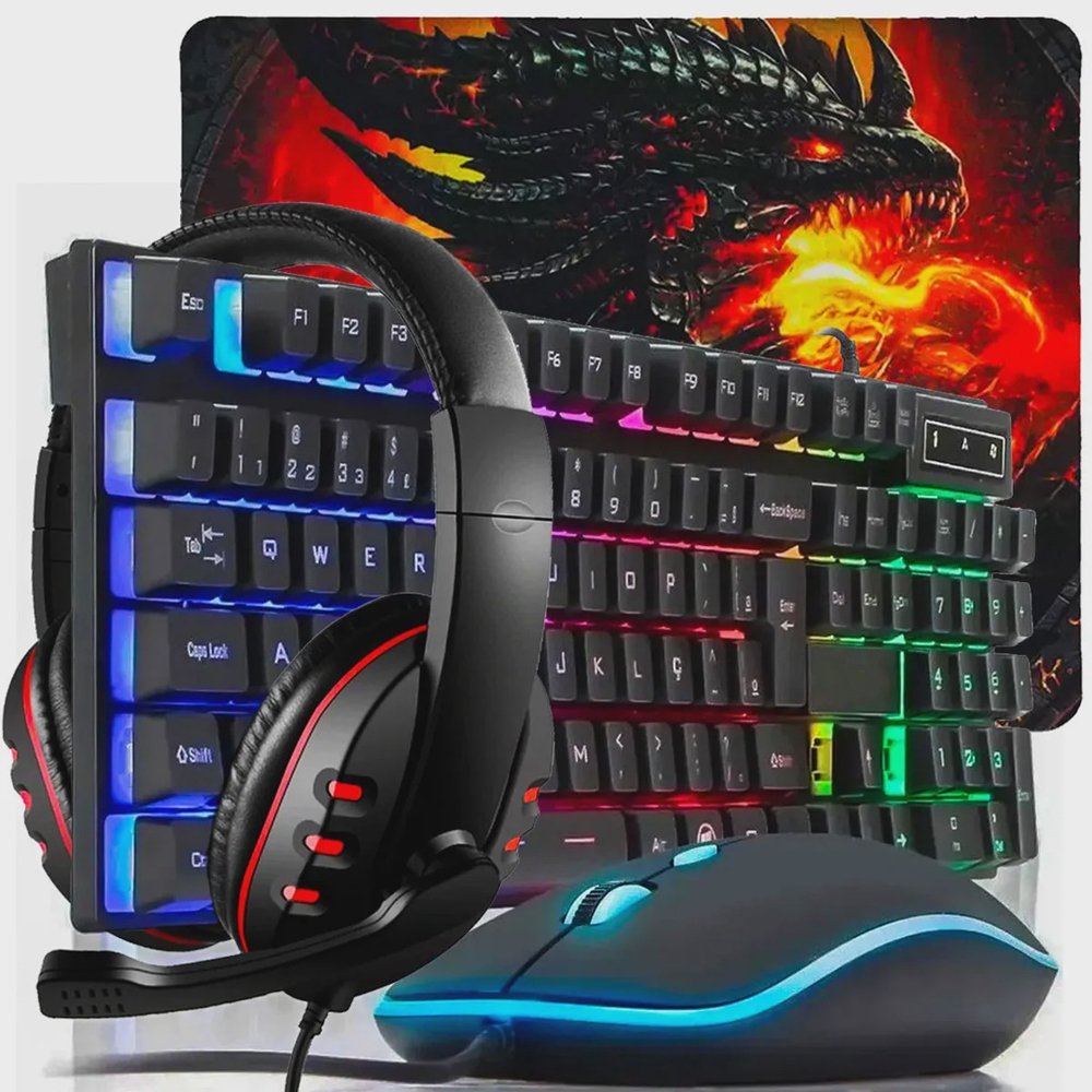 Kit Gamer Teclado Mouse Fone Teclado Mouse Bk G Mouse Pad Headset