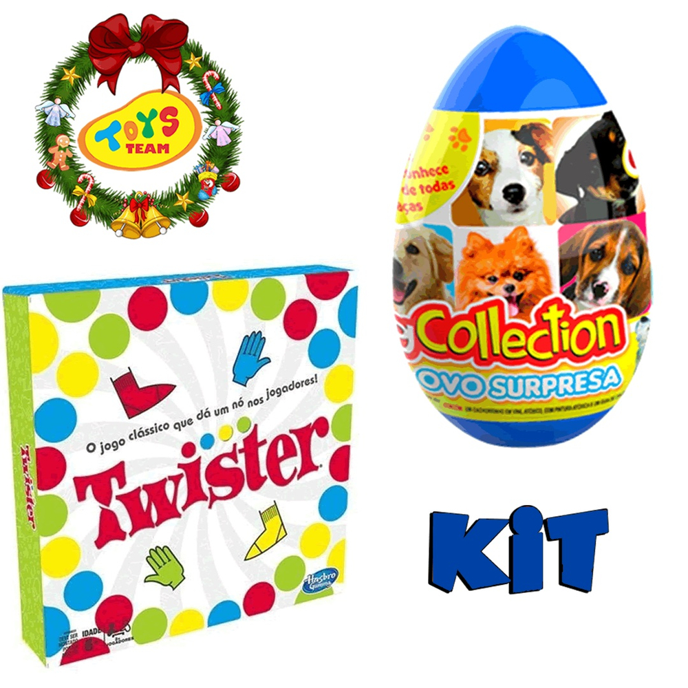 Kit De Natal Jogo Twister + Ovo Surpresa Com Mini Cachorro