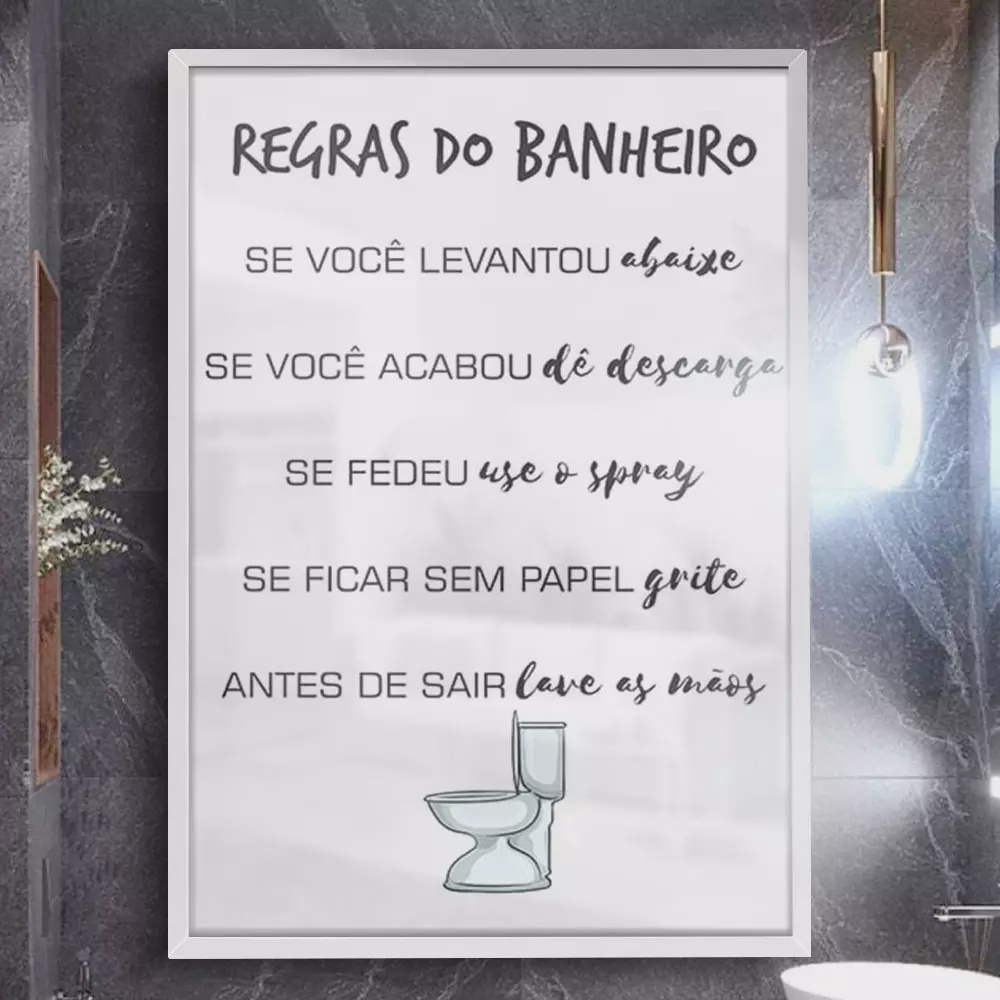 Quadro Decorativo Para Banheiro Regras Do Banheiro Em Promo O Na Americanas