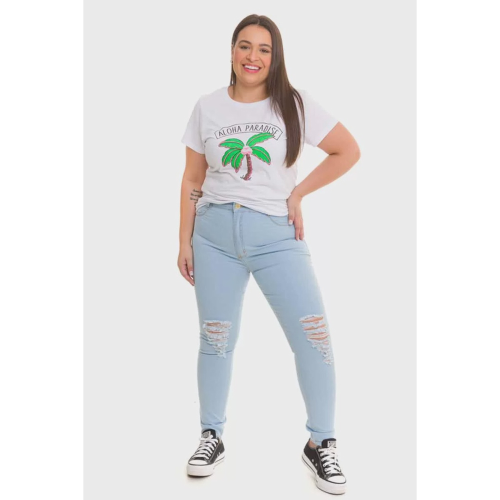 T-shirt Feminina Aloha Paradise Branca