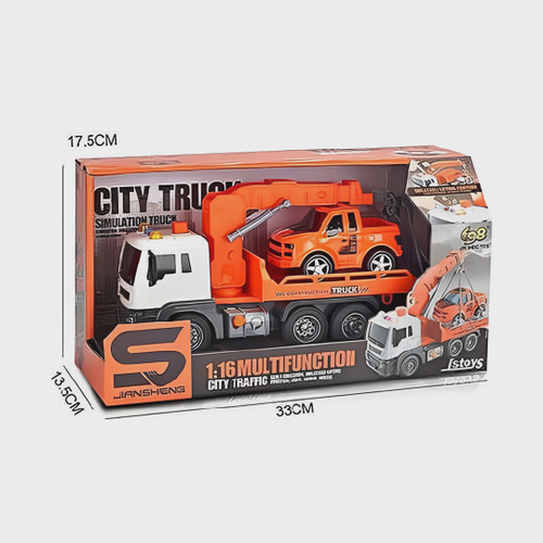 Caminhão Guincho Fricção com Veículo - TruckCar Luz e Som - Azul - 27cm -  1:16 - Yes Toys - superlegalbrinquedos