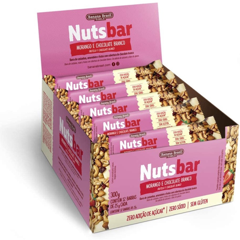 Barra Nutsbar Castanhas Morango Choc Disp C/ 12 | Submarino