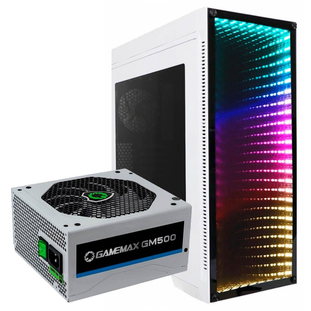 Combo Gamer Gamemax Infinit rgb Branco M908 com Fonte 500W GM500 atx  24P/Sata 80 Plus Bronze em Promoção na Americanas